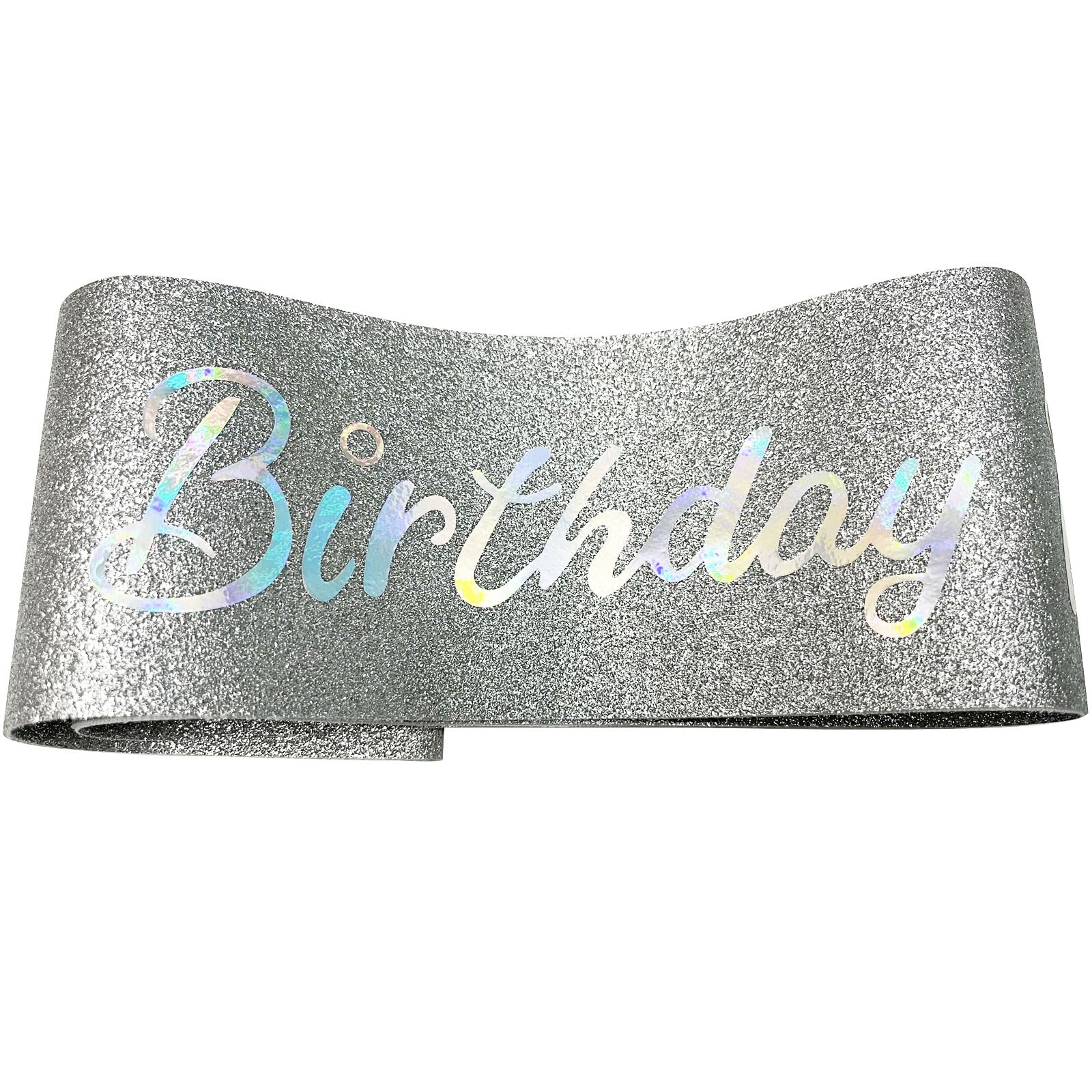 NAUXIUDSJS Birthday Sash for Women, Birthday Princess Glitter Silver Sash with Multi color Foil, Party Favors Supplies for 18th 21st 30th 40th 50th