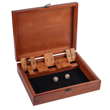 WE Games Shut-the-Box Board Game in Wooden Box with Dice