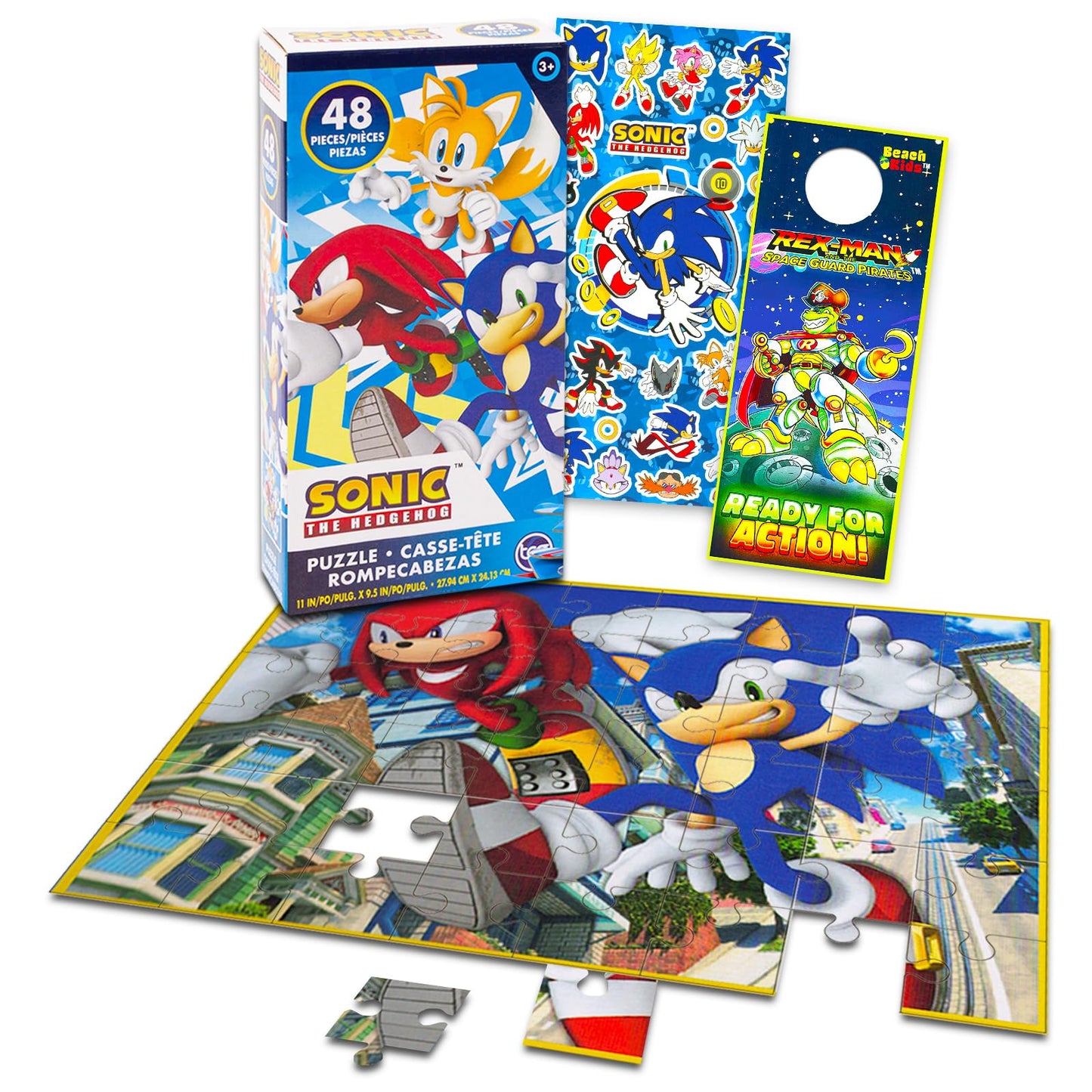 - Nintendo - Sonic The Hedgehog Puzzle for Kids Set - Sonic The Hedgehog Gift Bundle with 48 Pc Sonic Puzzle, Stickers, More | Sonic Puzzles for Kids