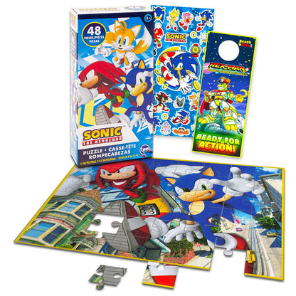- Nintendo - Sonic The Hedgehog Puzzle for Kids Set - Sonic The Hedgehog Gift Bundle with 48 Pc Sonic Puzzle, Stickers, More | Sonic Puzzles for Kids