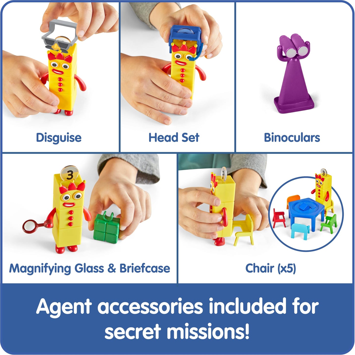 hand2mind Step Squad Mission Headquarters Playset - TV Show Action Figure Playset with 11 Accessories, Counting and Number Toys, for Toddlers and Kids