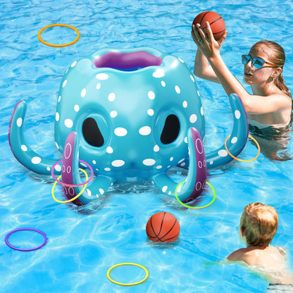 iPlay, iLearn Kids Octopus Pool Toys, 2-in-1 Inflatable Float Pool Game