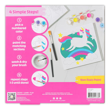 Little Yellow Bicycle: Unicorn & Mermaid Paint-By-Number Canvas Kit - All-in-1 Art Set, Magical Paintings, 8 Non-Toxic Paint Pots, 2 Brushes, Kids 5+