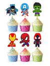 24x Hero Super kids Cupcake Toppers - Strong Picks Happy Birthday Décor, Cupcake Decorations for Kids Birthdays