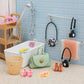 93 PCS Miniature Dollhouse Accessories Dollhouse Bathroom and Makeup Set with Towel Toothbrush Shampoo Toiletries Mini Perfume Shoes Backpack for Girl