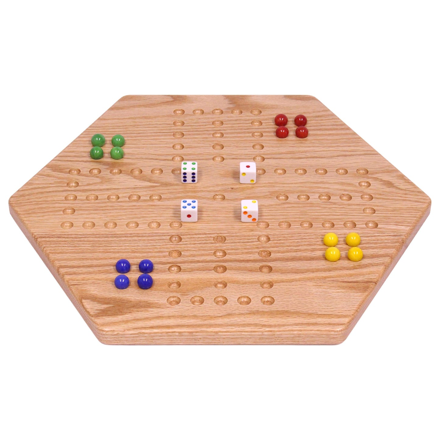 AmishToyBox.com Wooden Wahoo Marbles Game Board Set, Unpainted Holes, 16" Wide