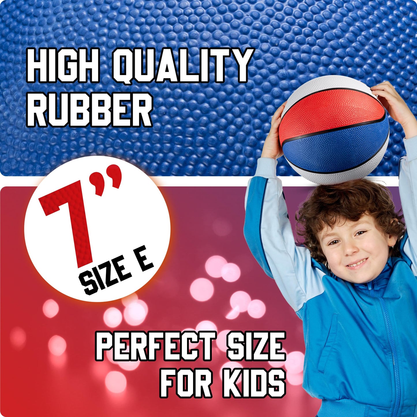 7-Inch Mini Basketballs Size 3 (3-Pack) with Pump for Mini Hoops & Pool