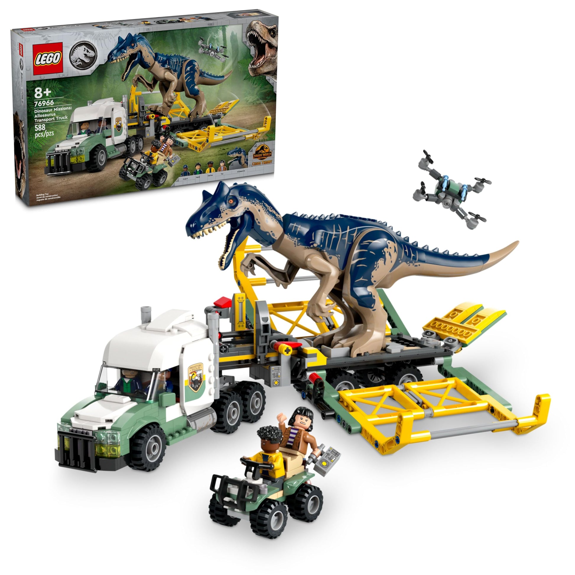 LEGO Jurassic World Dinosaur Missions: Allosaurus Transport Truck Toy, Fun Gift Idea for Kids with Kenji, Darius and Yaz Minifigures, Jurassic World