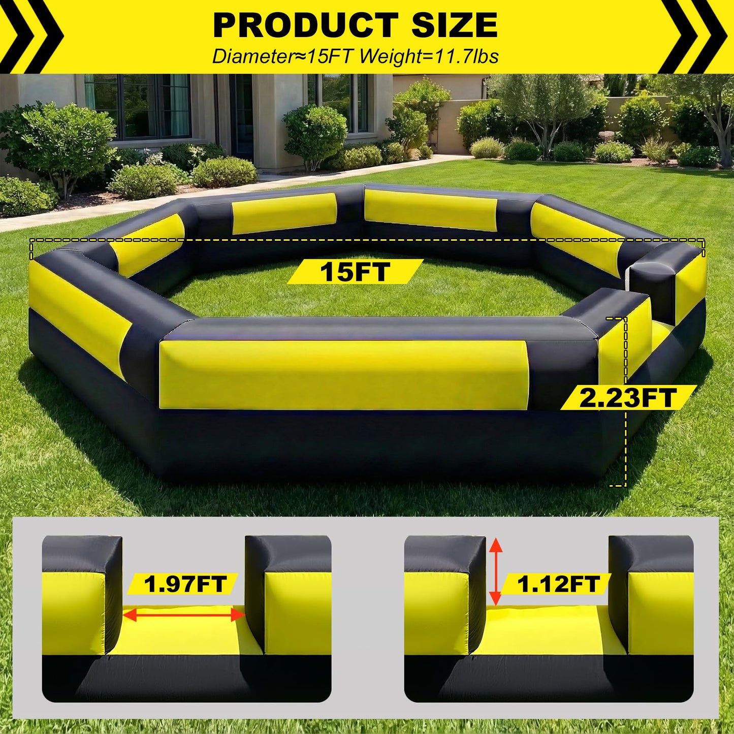 Blatesic 17FT Inflatable Gaga Ball Pit,Portable Gaga Ball Pit with Built-in Blower,for Indoor Outdoor Family Backyard Activities