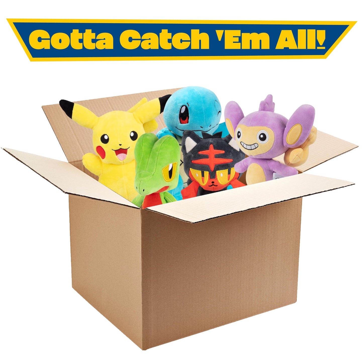 Pokemon 8" Plush Mystery Blind Box 5-Pack - Get Five Officially Licensed 8 Inch Pokemon - Authentic Collectible Soft Stuffed Animal Toy Figures - Gift