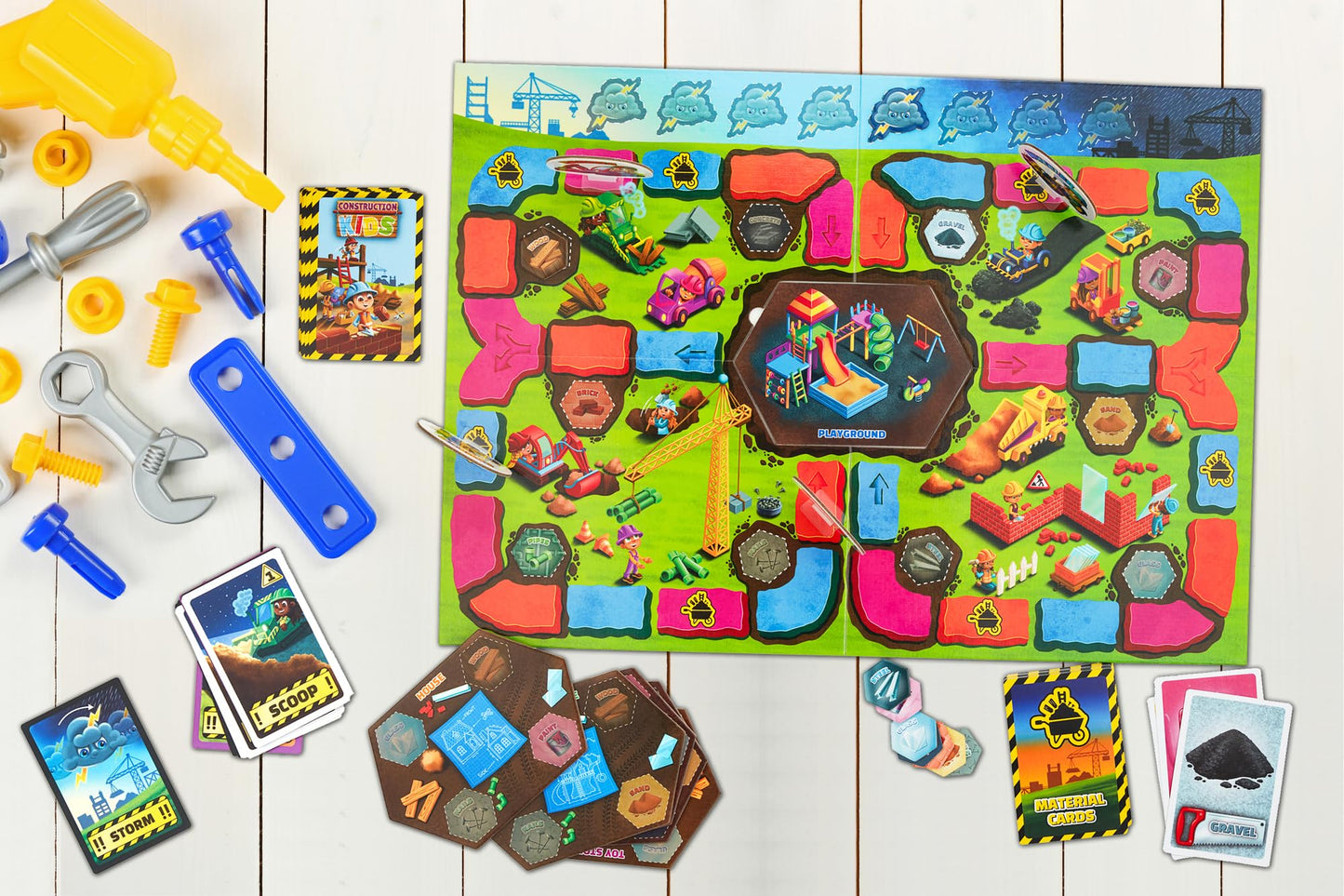 JH5 Construction Kids Board Game for Kids Ages 4 and Up, Fun and Cooperative Building Game for 2-4 Players, Easy to Learn, Perfect for Family Time
