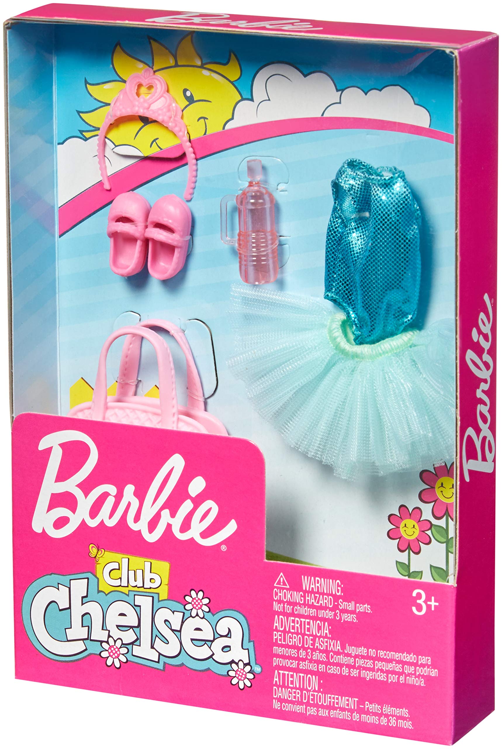 BarbieClub Chelsea Accessory Pack, Ballet-Themed Clothing and Accessories for Small Dolls, 6 Pieces for 3 to 7 Year Olds Include Tutu and Dance Bag