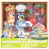 Horizon Group USA Bluey Magnetic Wooden Playhouse, 18 Piece Activity Set, Includes 2 Wooden Dolls House, Great Toys for Kids, Fun Birthday Party