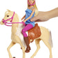 Barbie Doll, Blonde, Wearing Riding Outfit with Helmet, and Light Brown Horse with Soft White Mane and Tail, Gift for 3 to 7 Year Olds (Amazon