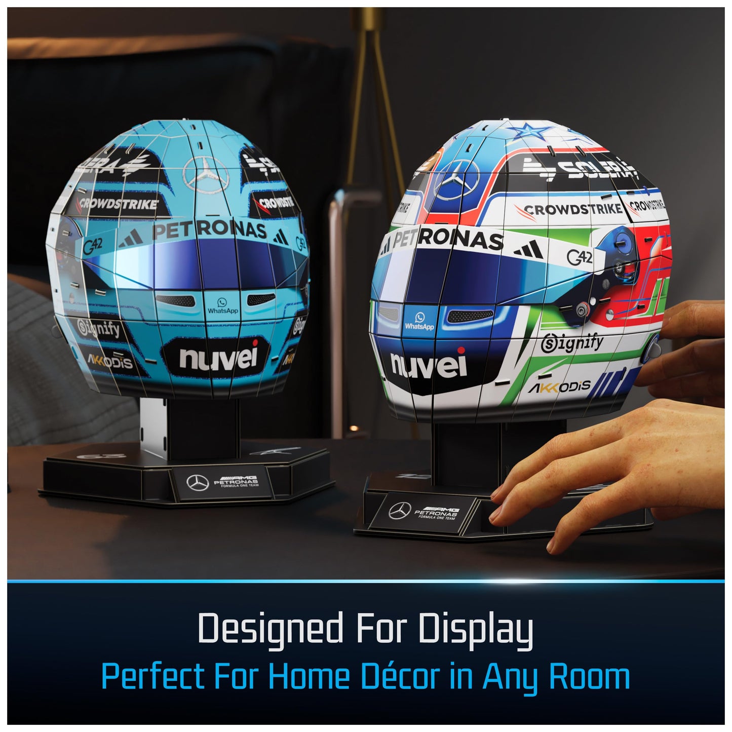 4D Build Mercedes-AMG F1 Helmet Set 3D Puzzle Model Kit for Adults