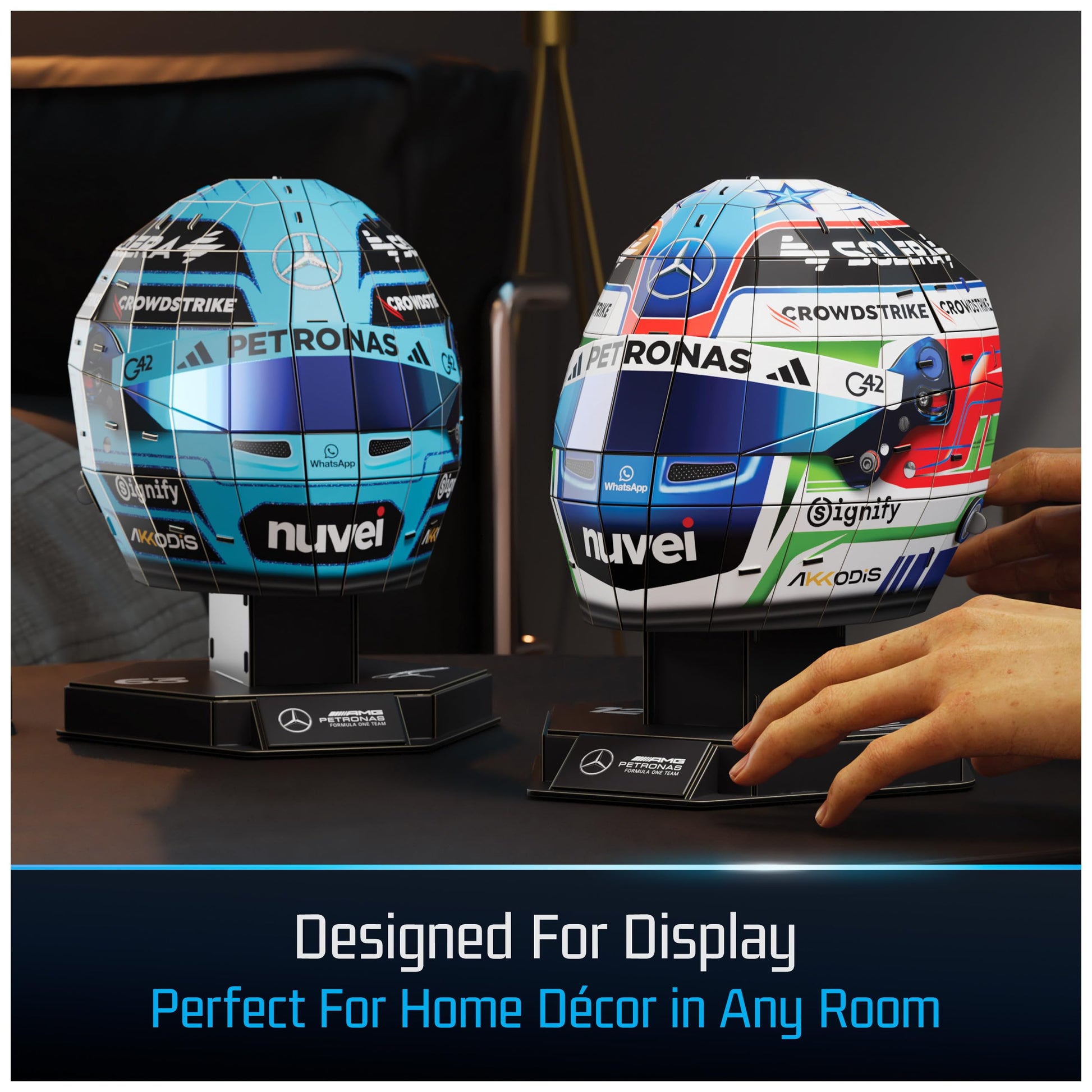 4D Build Mercedes-AMG F1 Helmet Set 3D Puzzle Model Kit for Adults