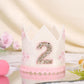 Pink Bow 2nd Crown,Bow 2nd Birthday Theme Crown,Girl Second Birthday Decor