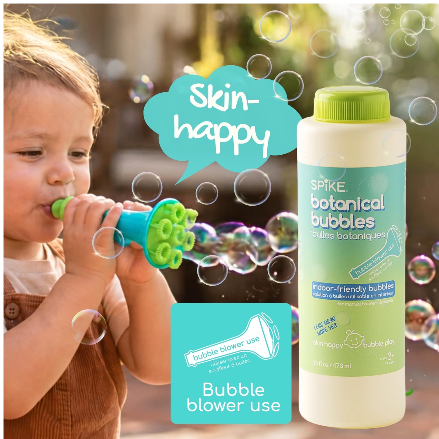 Innobaby Spike Indoor-Friendly Mess Free Botanical Bubble Solution 16 oz