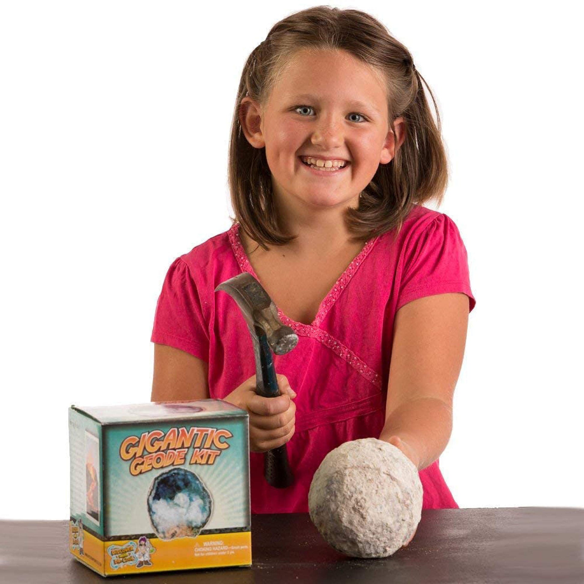 Blue Marble Break Open A Gigantic Geode - Break Your Own Large Geode with Crystals, Earth Science Kit for Kids to Learn Geology, Gifts for Rock