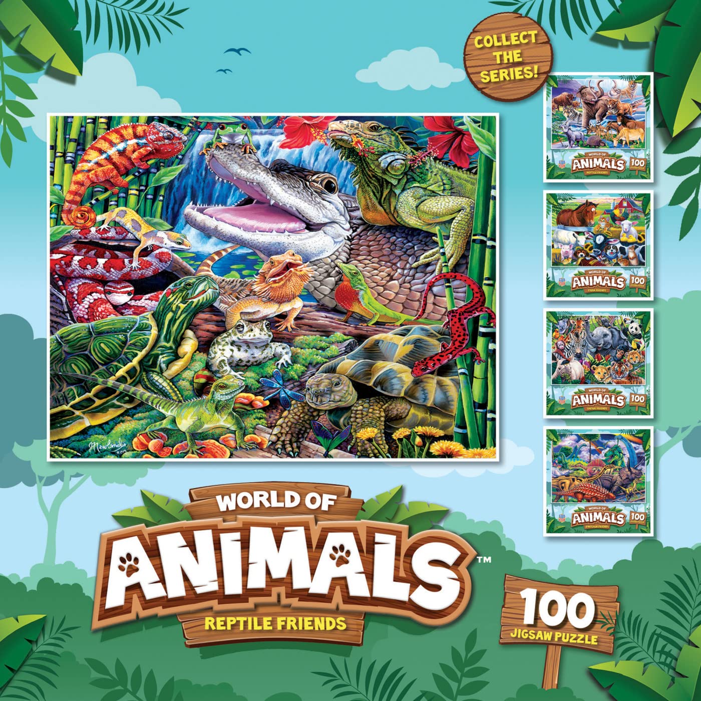 MasterPieces Reptile Friends 100 Piece Jigsaw Puzzle for Kids Ages 4-8 - Mentally Stimulating, Durable Design, 14"x19"