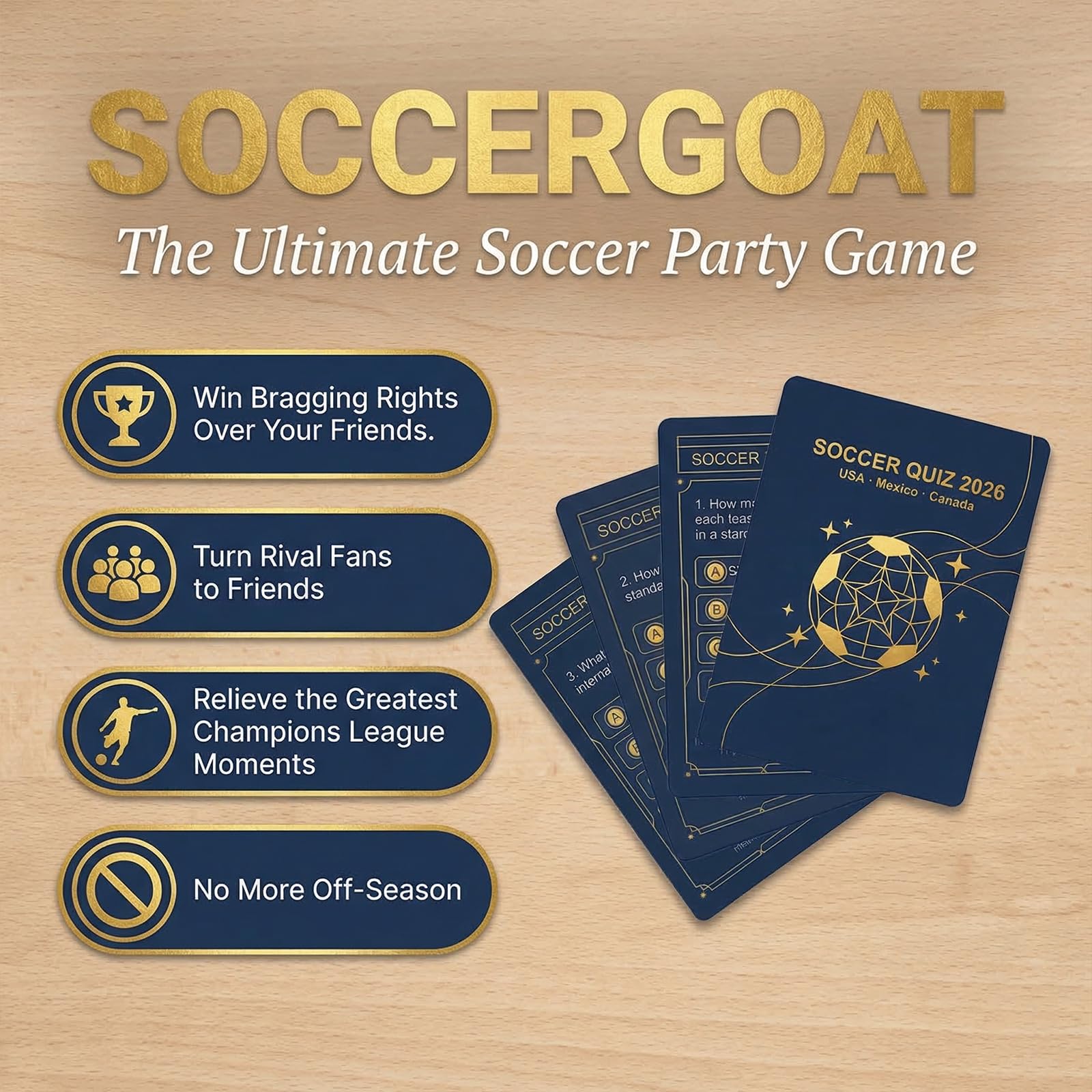 HDCooL Soccer Party Game for World Cup 2026 - 200 Question Cards for Adults, Teens & Families | World Cup 2026 Merchandise for Watch Parties & Game