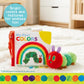 Eric Carle My First Colors Soft Book & 6" Plush Caterpillar Set - Sensory Toy with Crinkle and Teether - Ring for Car Seat and Stroller