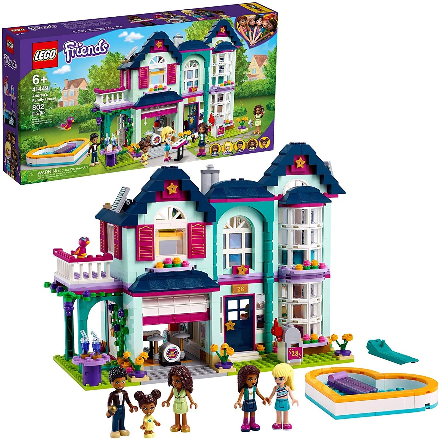 LEGO Friends Andrea's Family House 41449 Building Kit; Mini-Doll Playset is Great Gift for Creative 6-Year-Old Kids, New 2021 (802 Pieces)