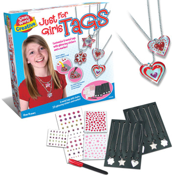 Small World Toys Kids Jewelry Making Kit: Just for Girls Tags Make Your Own Jewelry Necklace Making Kit, DIY Jewelry Kit for Girls, Crafts for Girls