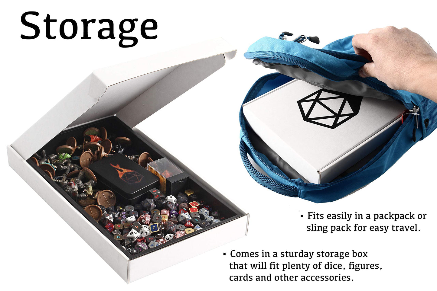 Forged Dice Co. Dice Tray 14" - Double Sided and Removable Neoprene Rolling Dice Mat - for Any Dice or Board Game, Tabletop RPGs Like D&D Pathfinder