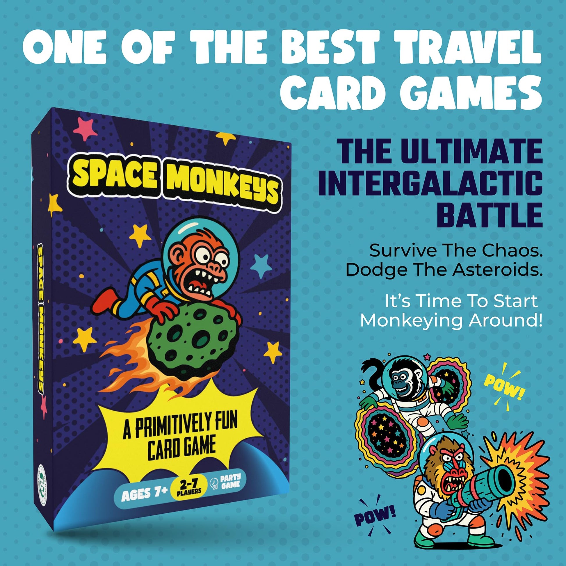 DR DINGUS Space Monkeys Card Game - 2-7 Players - Ages 7+ - 20 Minutes to Play - High Stakes - for Party, Family Night, Kid, Teen, Adult