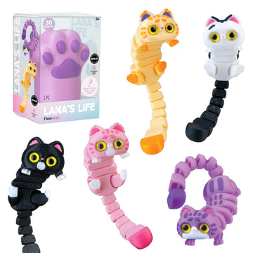 Lana's Life 3D Printed Flexi-Kitty Blind Box Cat Paw (Purple) - 1 Individual Purple Paw Containing 1 Randomly Assorted Collectible 3D Printed Flexible
