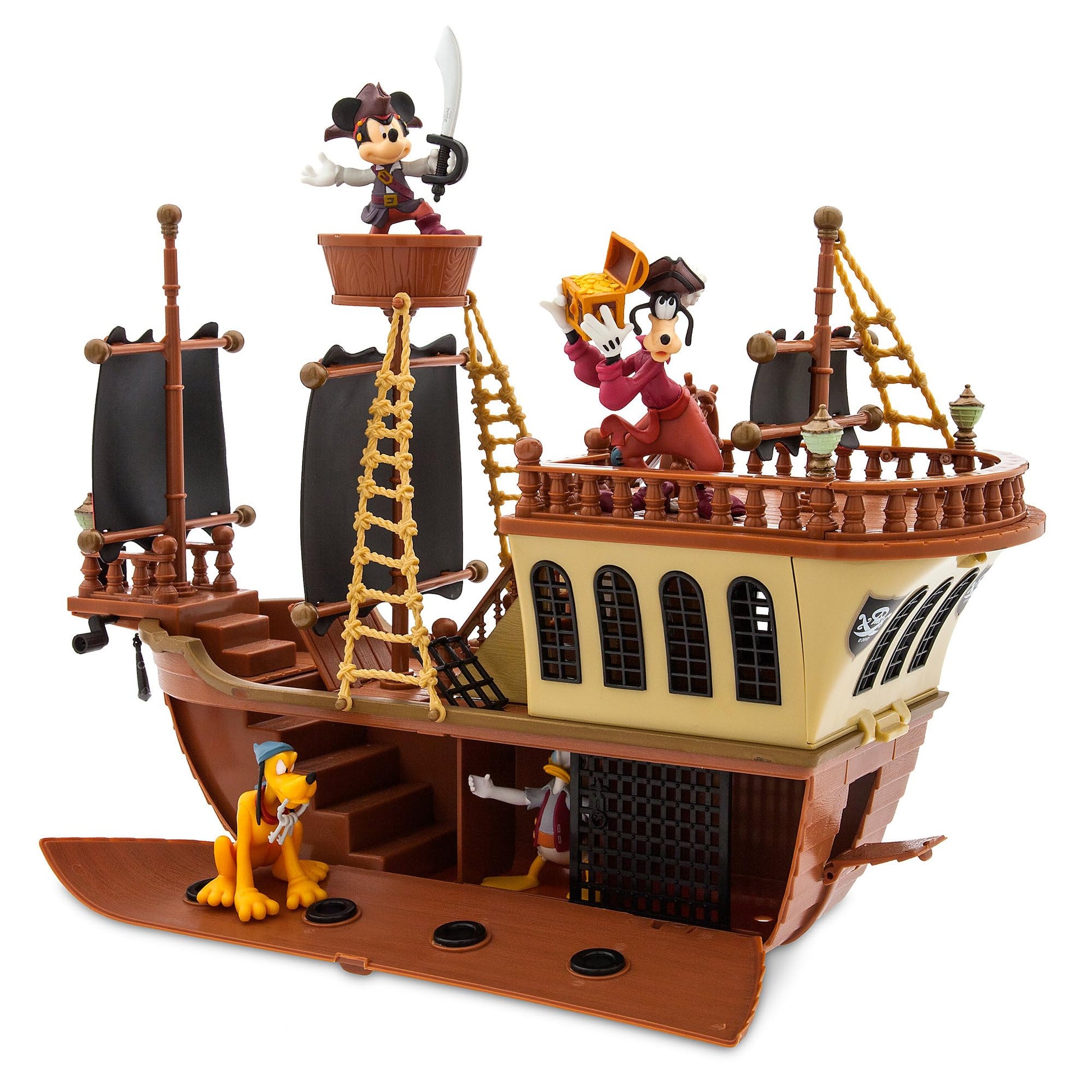 Disney Store Official Mickey Mouse and Friends Pirate Ship Play Set, Pirates of The Caribbean Theme, Mickey Mouse Toys for Toddlers and Kids