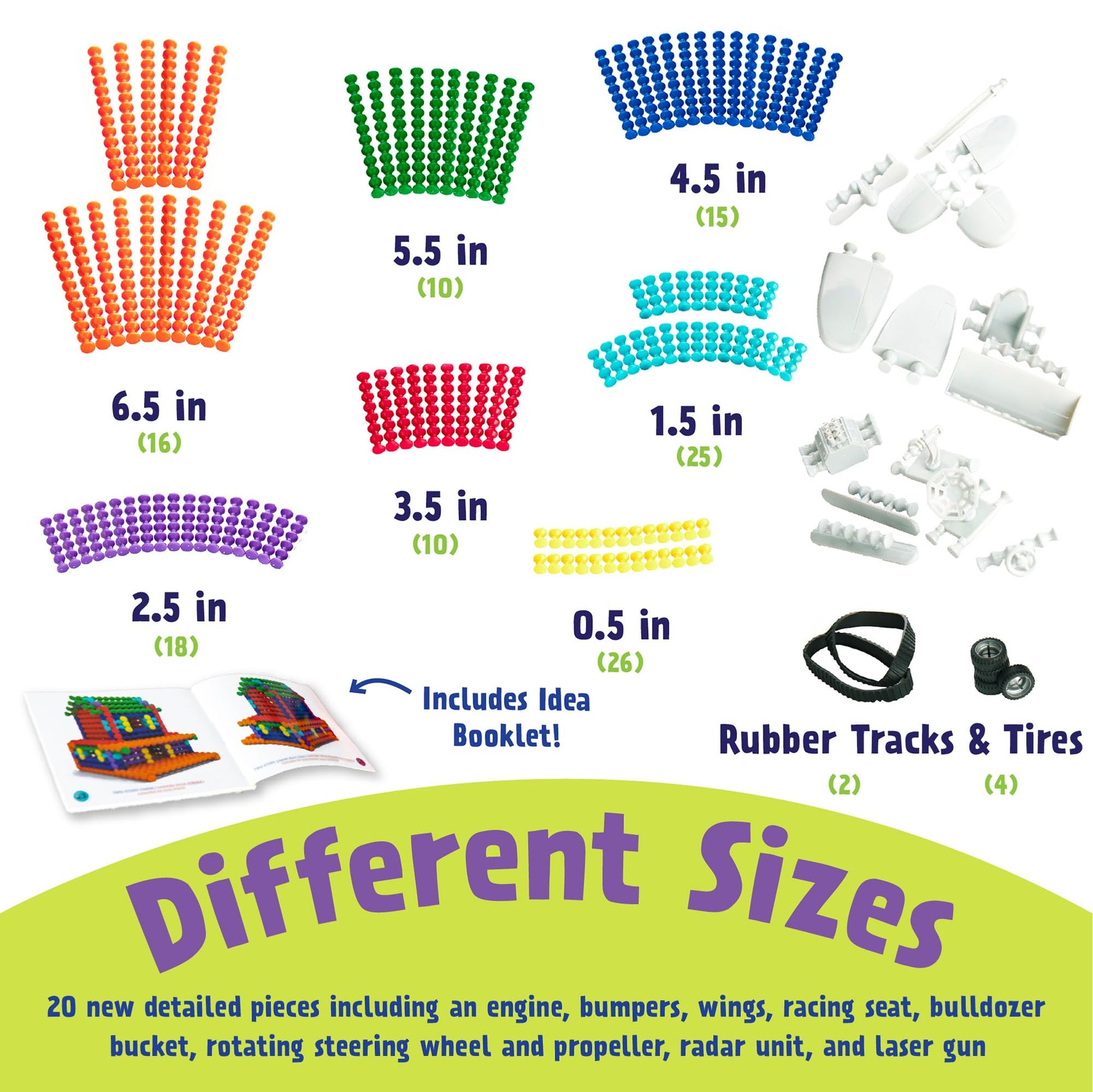 POPULAR PLAYTHINGS Playstix, Building Sticks Kit for Kids, Construction Stem Building Toy Gift for Boys & Girls - Master Set 141 Piece