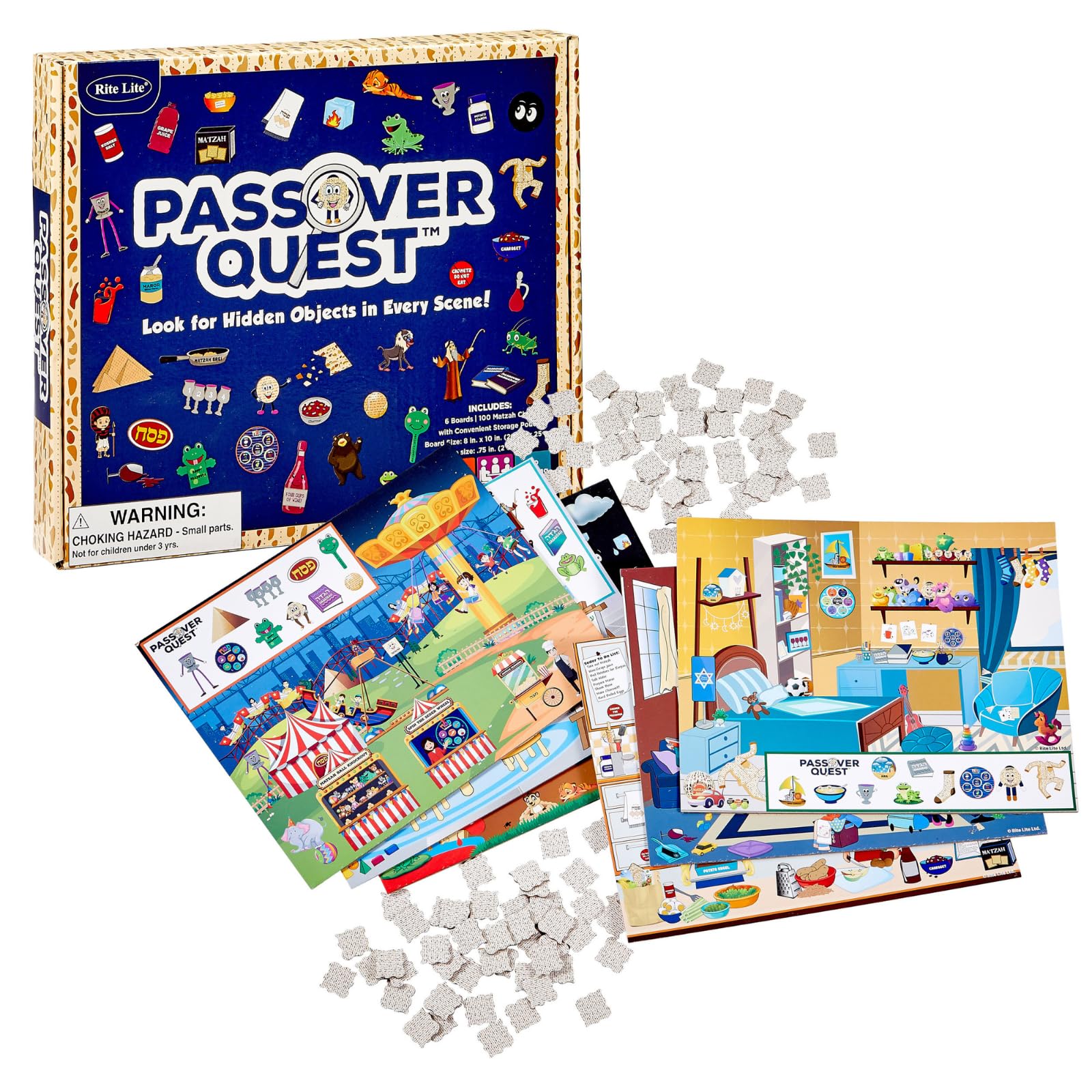 Rite Lite Passover Quest Game Passover Gifts Activities Jewish Pesach Seder Holiday Party Favors - Be the 1st to Find All Passover Icons in All 6