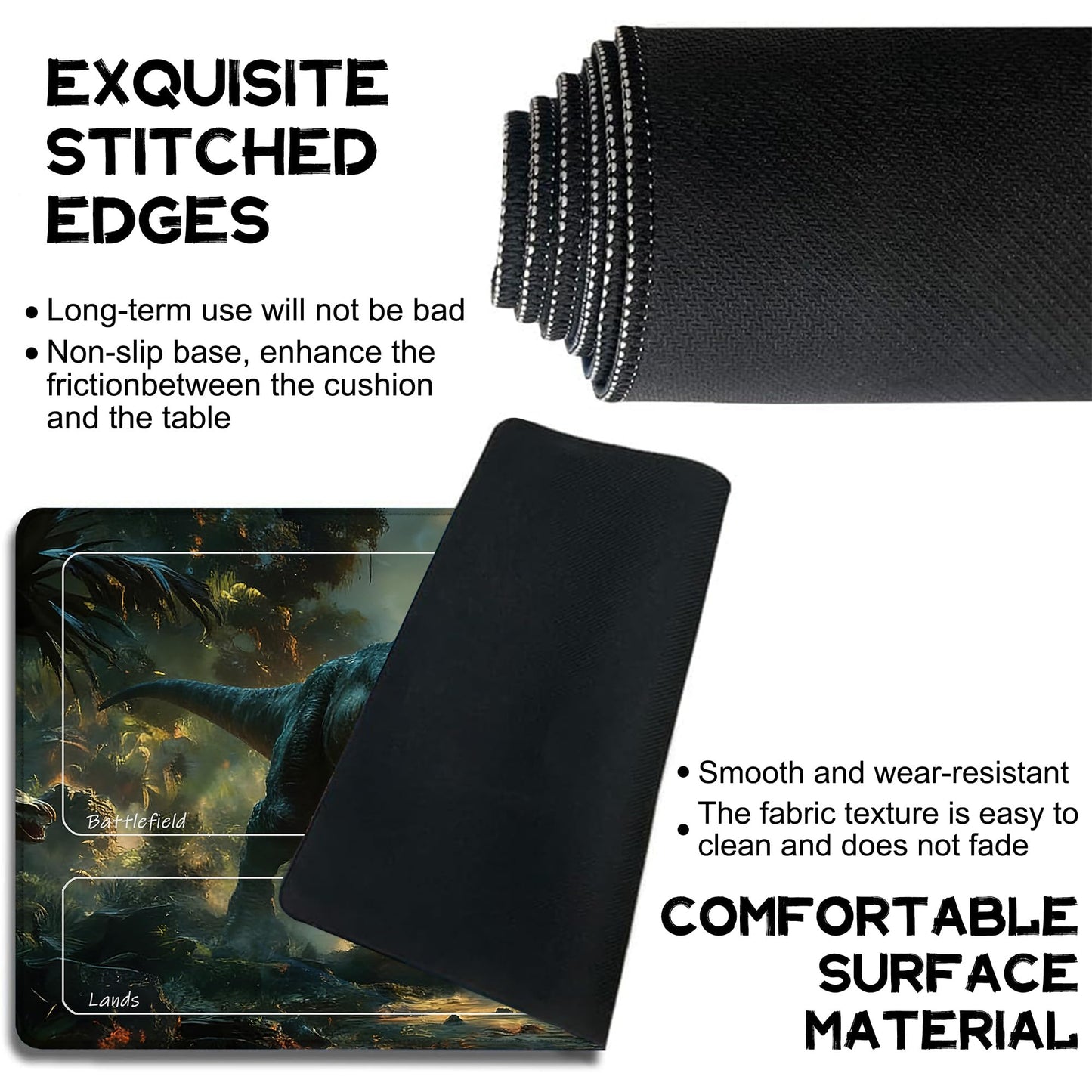 Playmat for MTG Dinosaur Magic Play Mat 24x14 Inch Card Game Mat for Magic The Gathering TCG PTCG Playmat with Free Storage Bags Non-Slip Backing
