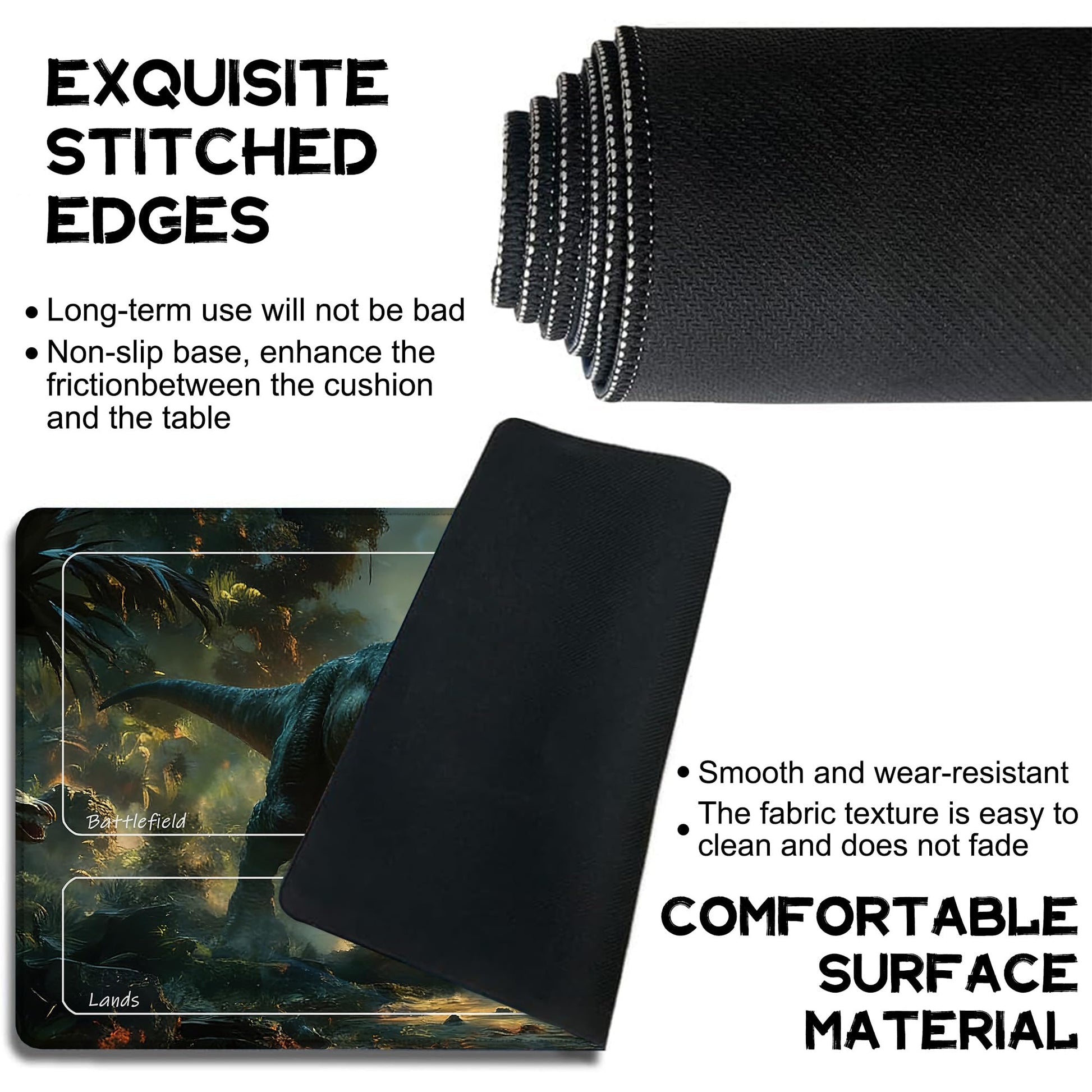 Playmat for MTG Dinosaur Magic Play Mat 24x14 Inch Card Game Mat for Magic The Gathering TCG PTCG Playmat with Free Storage Bags Non-Slip Backing