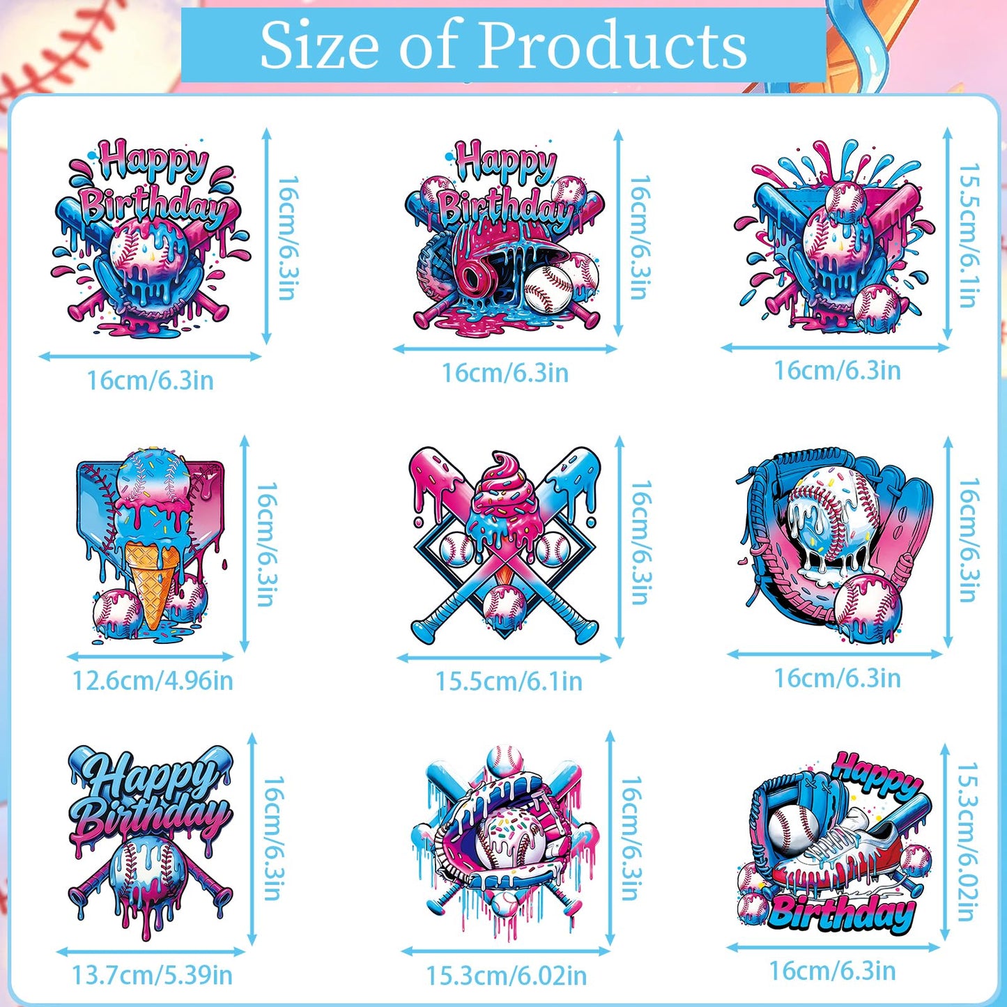 Musaeva Baseball Drip Birthday Party Decorations - 9 Pcs Baseball Ice Cream Drip Honeycomb Centerpieces Decorations, Black and Pink Ice Cream Drip