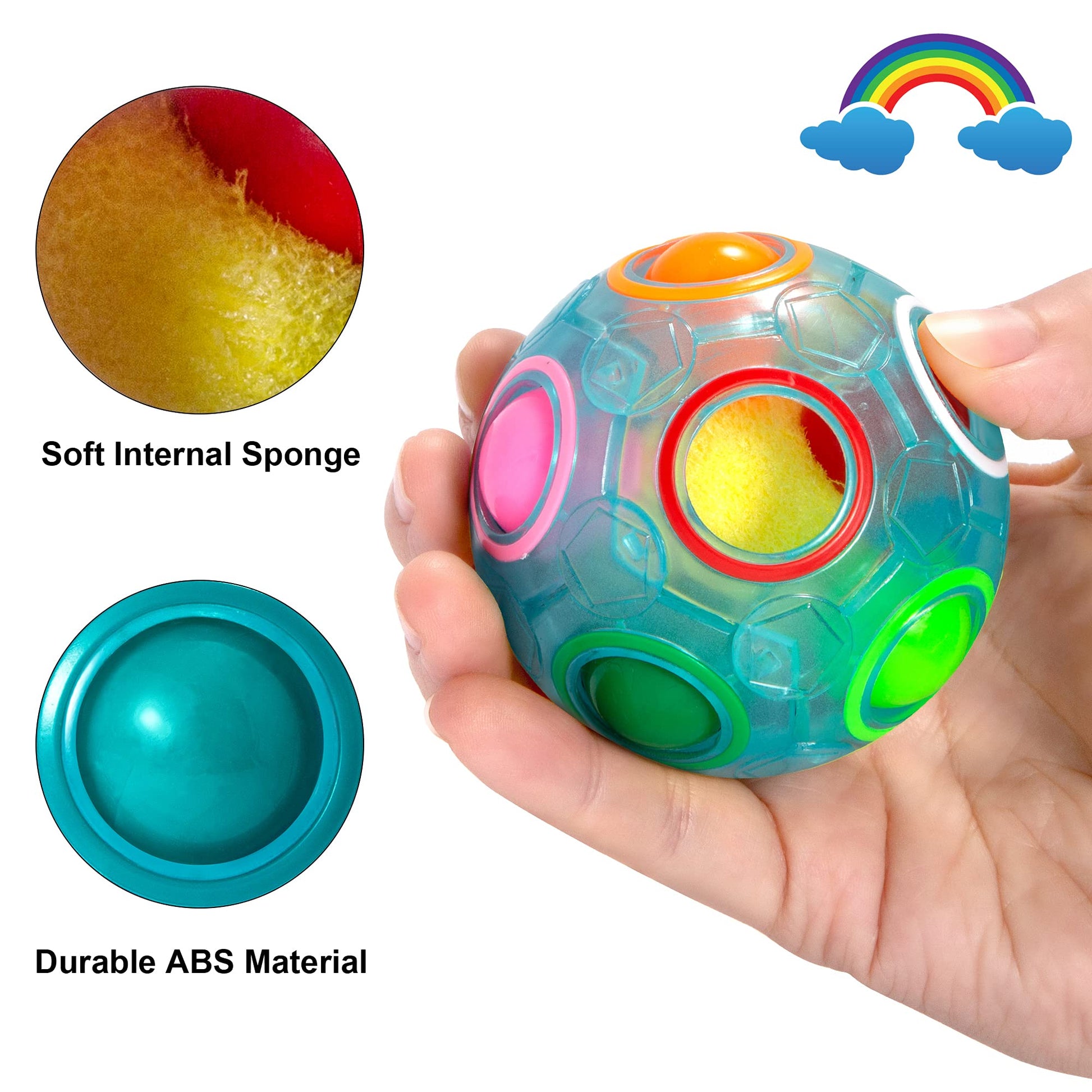 Vdealen Magic Rainbow Puzzle Ball, Fidget Ball Puzzle Brain Teaser Fidget Toy for Boys & Girls- Birthday Party Valentines Easter Christmas Stocking