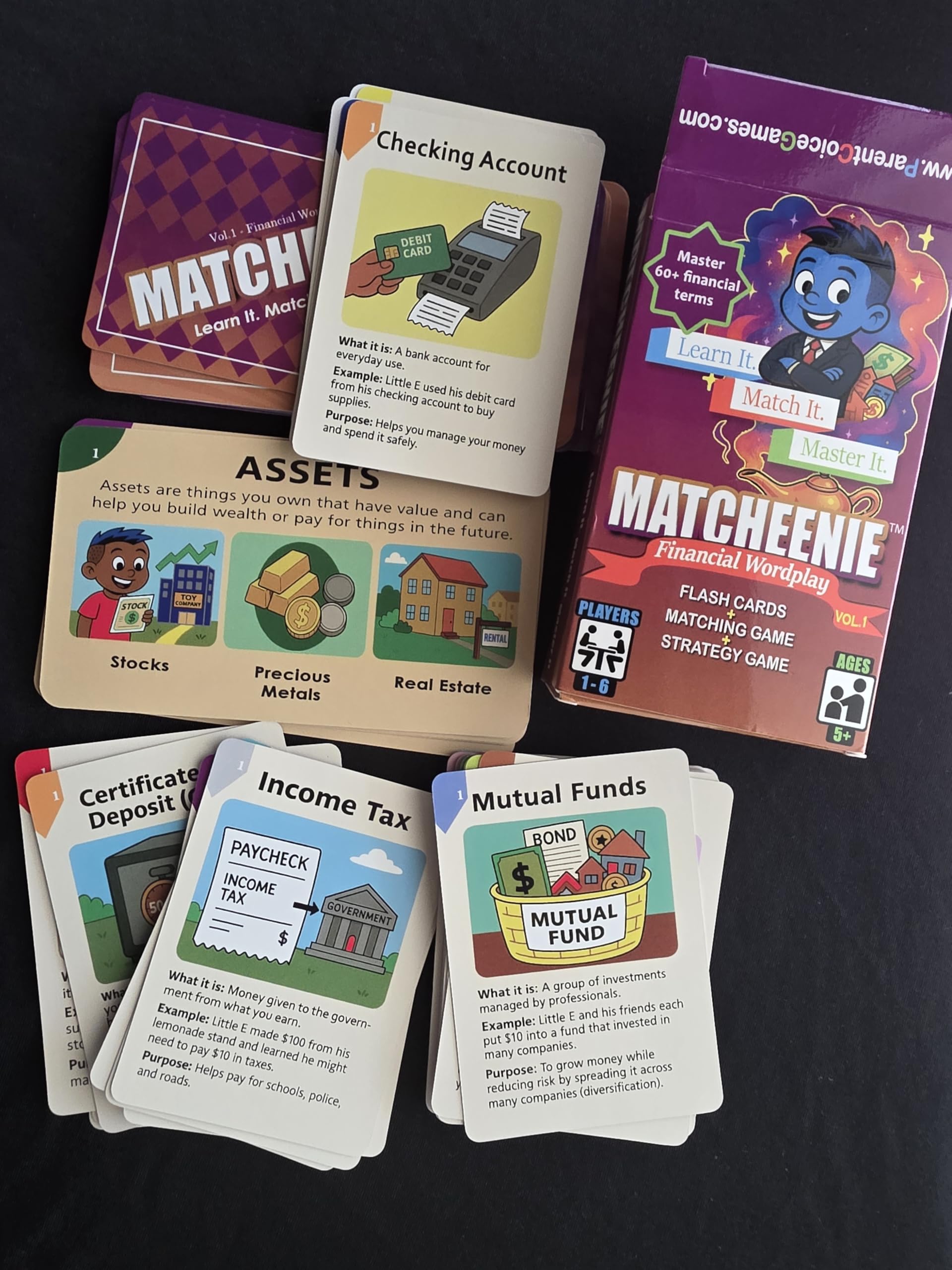 Matcheenie Financial Literacy Card Game - Flash Cards + Matching + Strategy Game - Learn Real-Life Money Skills Through Play - Ages 5+ - Family