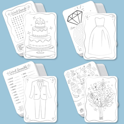 Big Dot of Happiness Wedding Kids Table Coloring Activity Cards, Wedding-Themed Games for Children, Double-Sided Gamerific Bundle - 40 Count