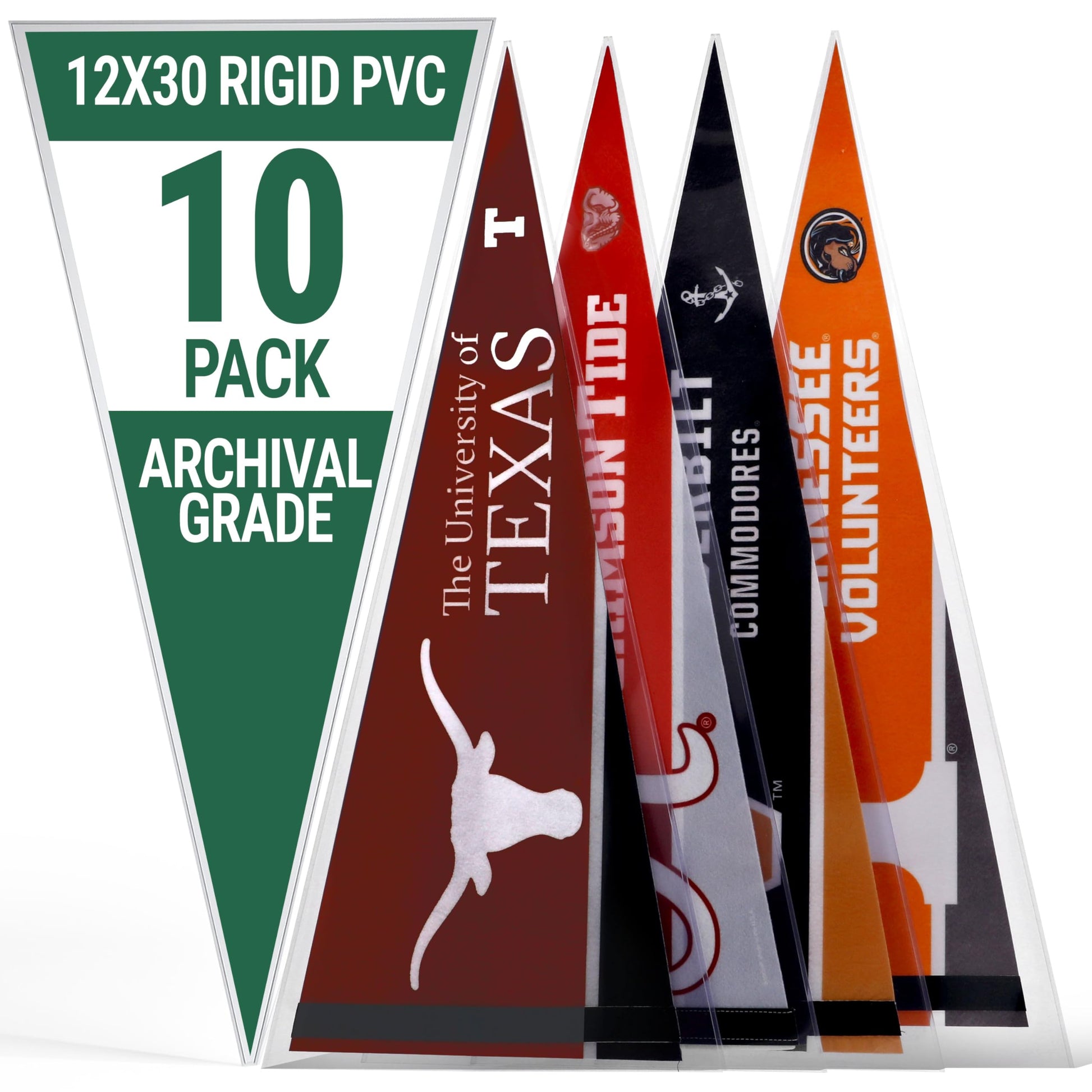 Plastic Pennant Toploader Wall Display - Pennant Holder Flag Case Display with Rigid Frame for Sports Banners and Collector Flags Horizontal Mount