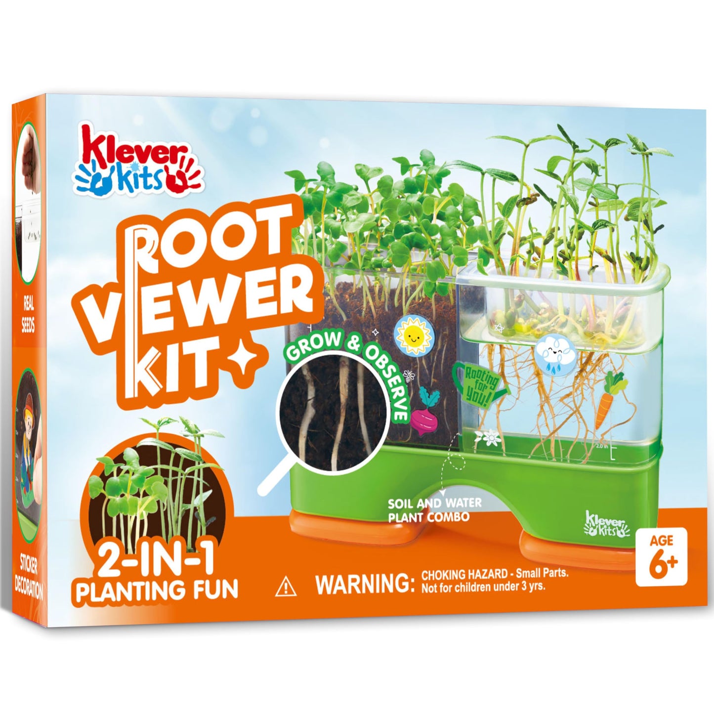 JOVA Klever Kits 2-in-1 Root Viewer & Planting Science Kit for Kids - STEM Learning Gifts for Kids Aged 6+, Soil & Hydro Observation Kit Birthday Toys