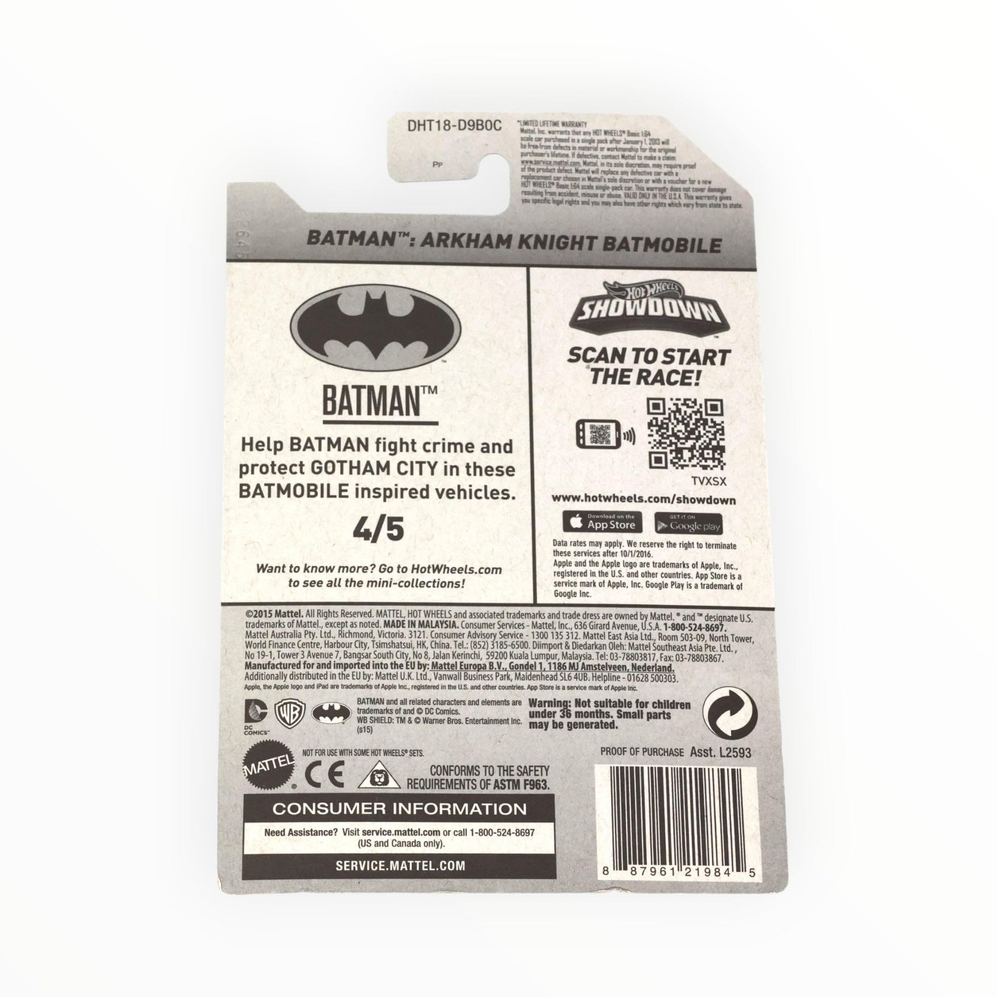 Hot Wheels 2016 Batman Batman Arkham Knight Batmobile 229/250, Dark Gray