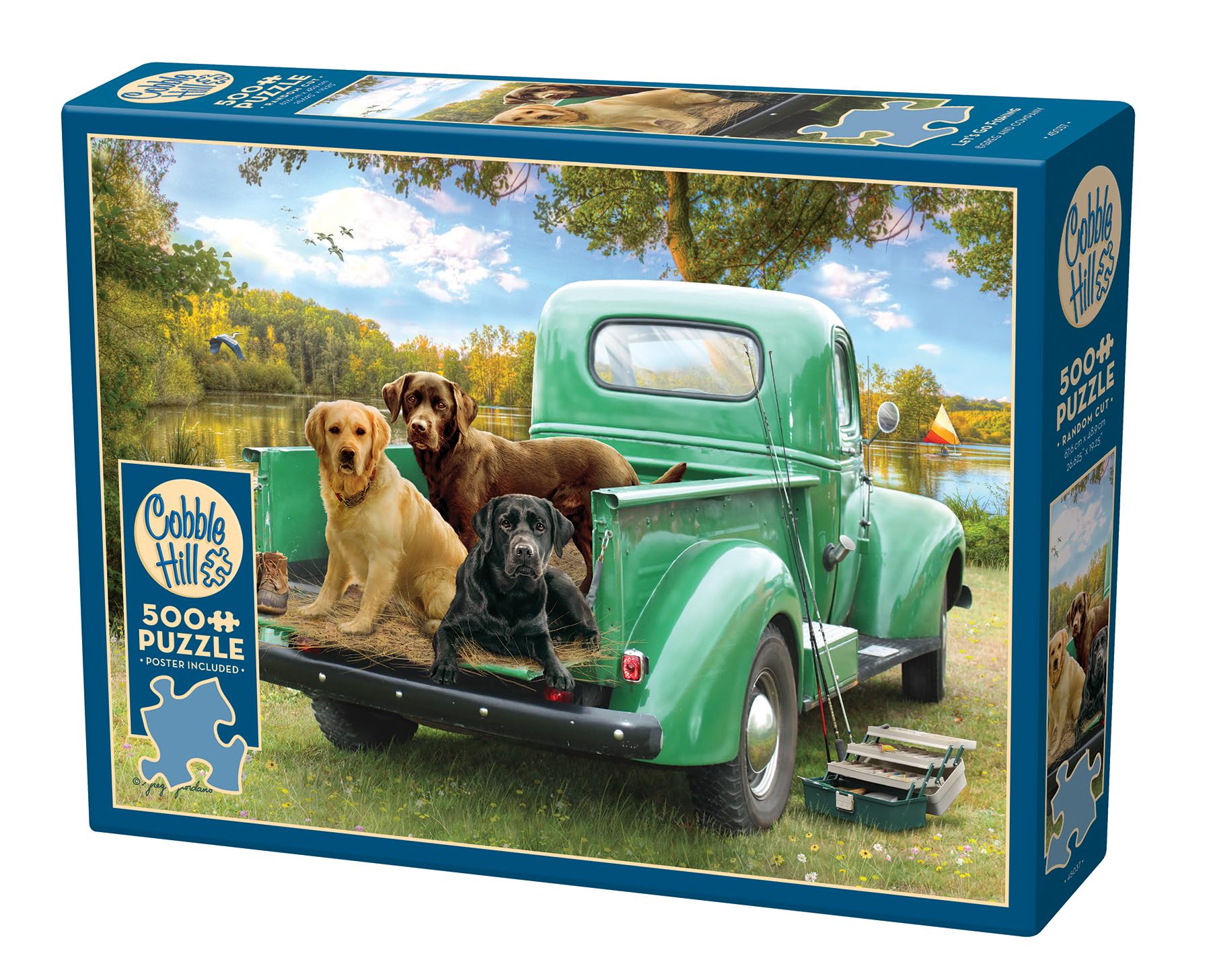 Cobble Hill 500 Piece Puzzle - Let's Go Fishing - Sample Poster Included