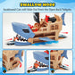 DUKVSG Shark Pirate Ship Toy Car Playset with Biting Jaws, 8 Race Cars, Launching Anchor and Turret, Great Play Shark Corsair & Race Cars, Birthday