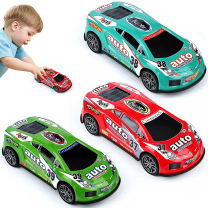 ZOHANINDL 7 inch Friction Power Car Toys Set, Push and Go Pull Back Trucks Wind up Race Car 3 Pack Suitable for Toddlers 3 4 5 6 7 Year Old Kids Toys