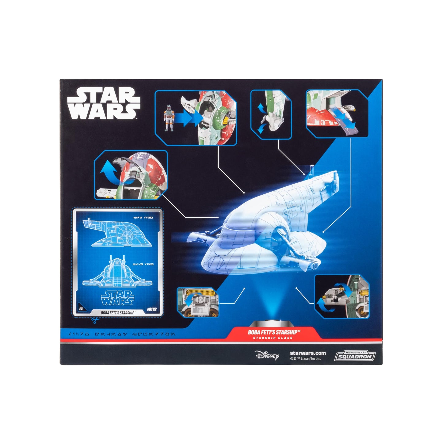 Star Wars Micro Galaxy Squadron Boba Fett's Starship (Ep 5) - 7-Inch Vehicle with Flight Display Stand and Three 1-Inch Micro Figure Accessories