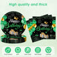 Green Birthday Decorations for Men Boys,Green and Black Party Tableware Set Include Birthday Plates Napkins and Tablecloth,for Mens Boy Bday Party