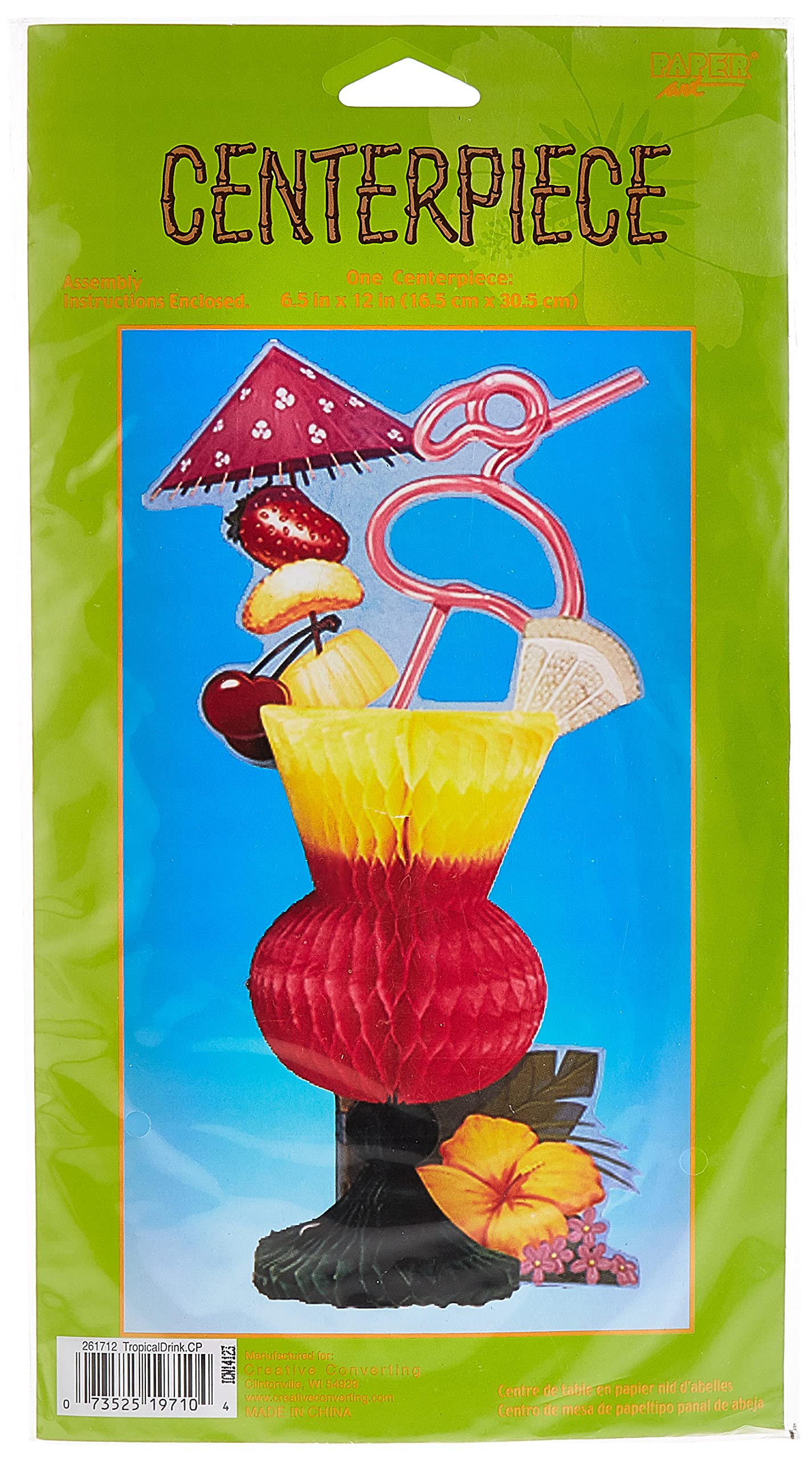 Creative Converting Honeycomb Centerpiece, Luau Tropical Drink