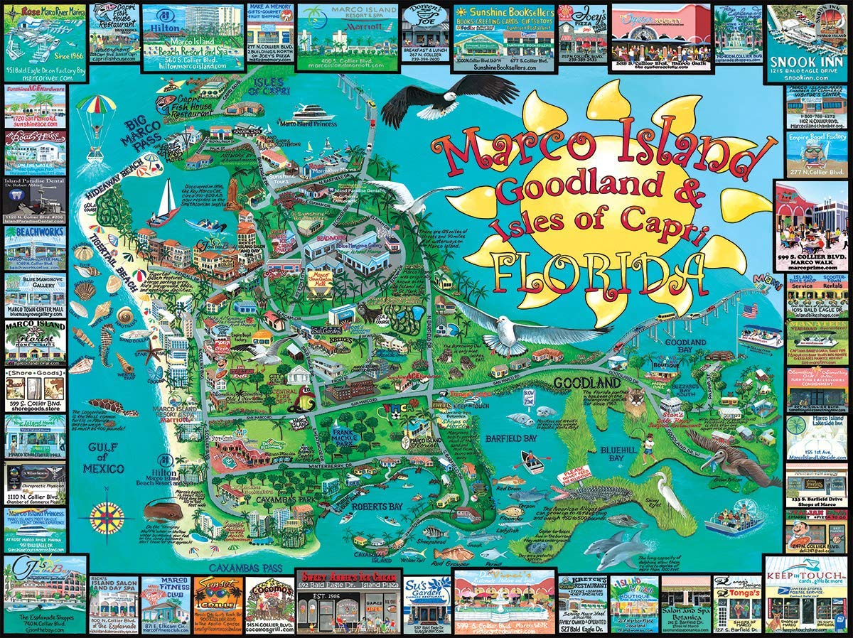 White Mountain 1000 Piece Jigsaw Puzzle Florida Map, Marco Island FL